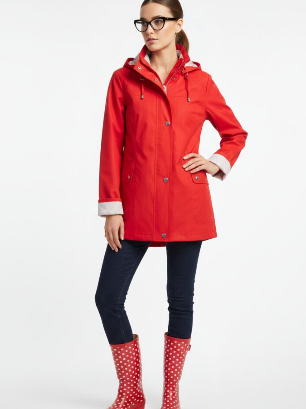 Rain! Mackintosh Red Hooded Raincoat - Size S NWT